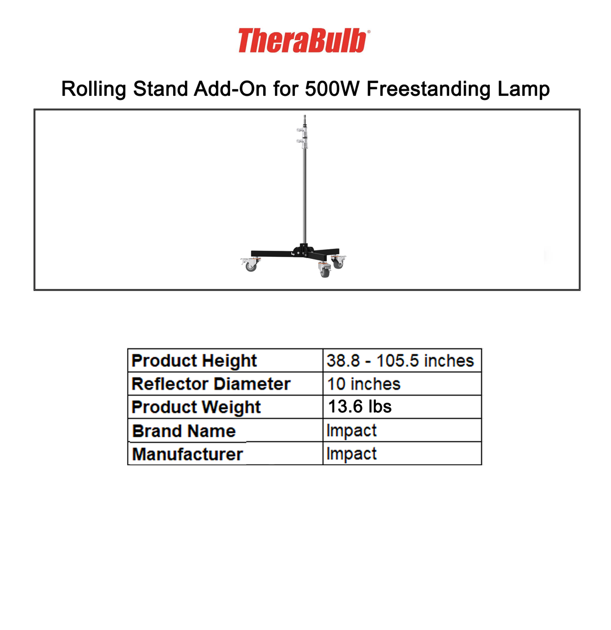 Rolling Stand Add-On for 500W Freestanding Lamp