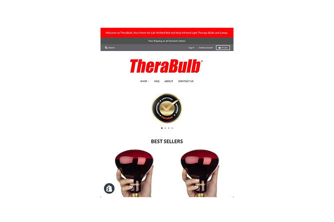 www.therabulb.com home page thumbnail showing logo and two near infrared bulbs
