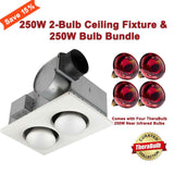 250W Ceiling Fixture, 2 Bulb & TheraBulb 250W Infrared Bulb Bundle
