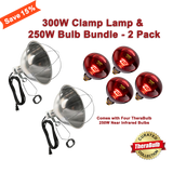 300W Clamp Lamp & TheraBulb 250W Near Infrared Bulb Bundle - 2 Pack
