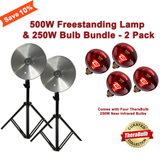 500W Freestanding Lamp & TheraBulb 250W Near Infrared Bulb Bundle - 2 Pack