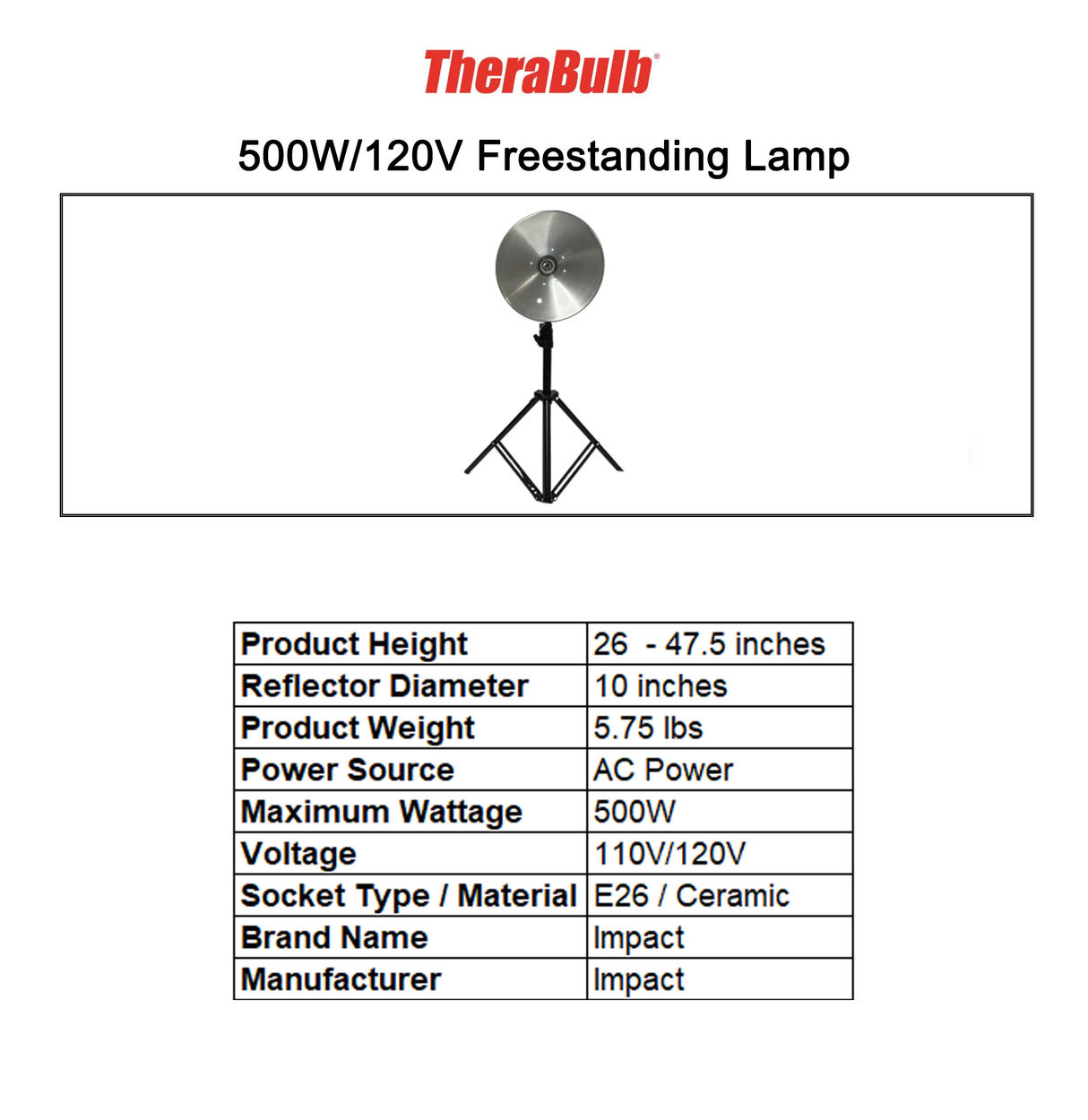 500W Freestanding Lamp & TheraBulb 250W Near Infrared Bulb Bundle
