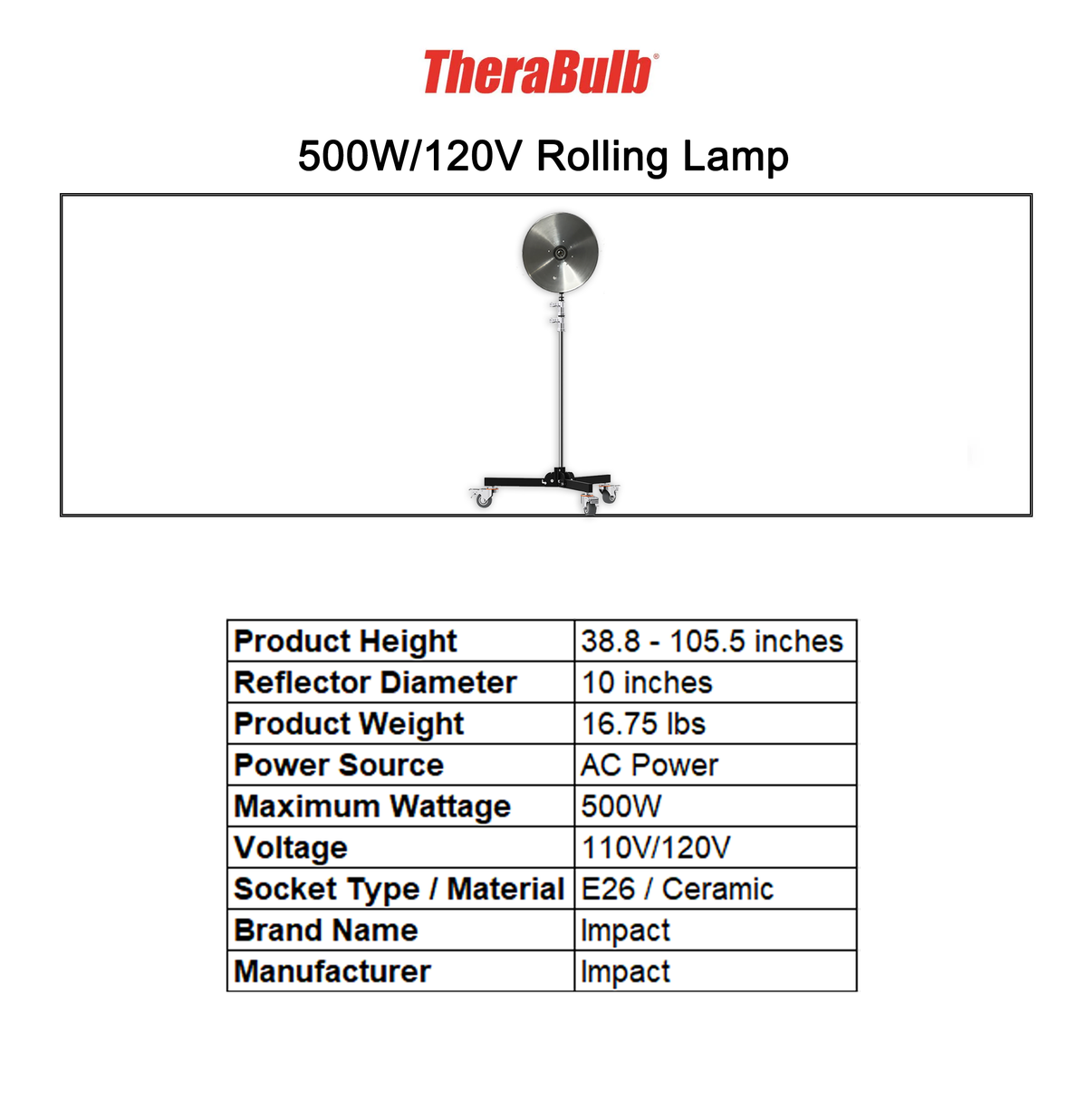 500W Rolling Lamp
